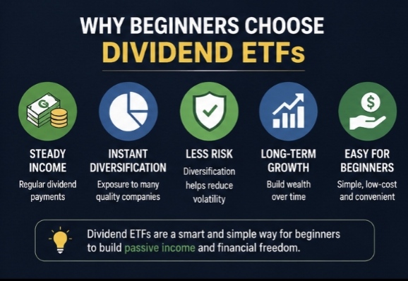 Top dividend ETFs for beginner investors seeking passive income and long term growth