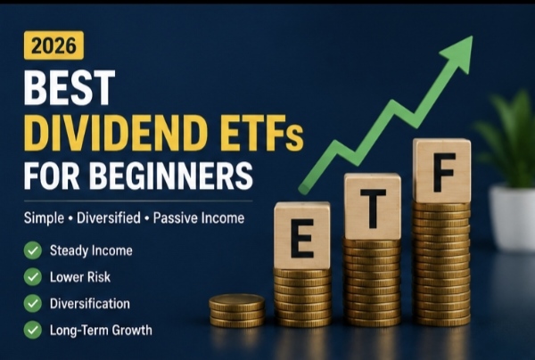 Best Dividend ETFs for Beginners in 2026 infographic showing passive income diversification and long term investing strategy