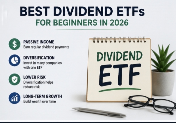 Best dividend ETFs for beginners illustration with passive income and ETF investing concepts